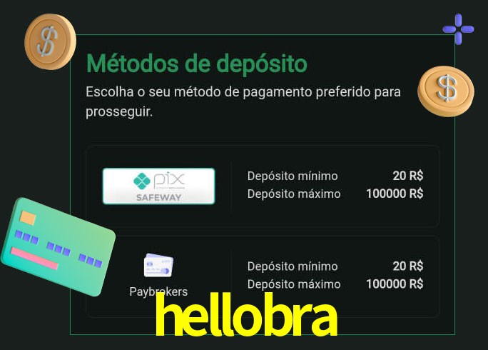 O cassino hellobra oferece uma grande variedade de métodos de pagamento